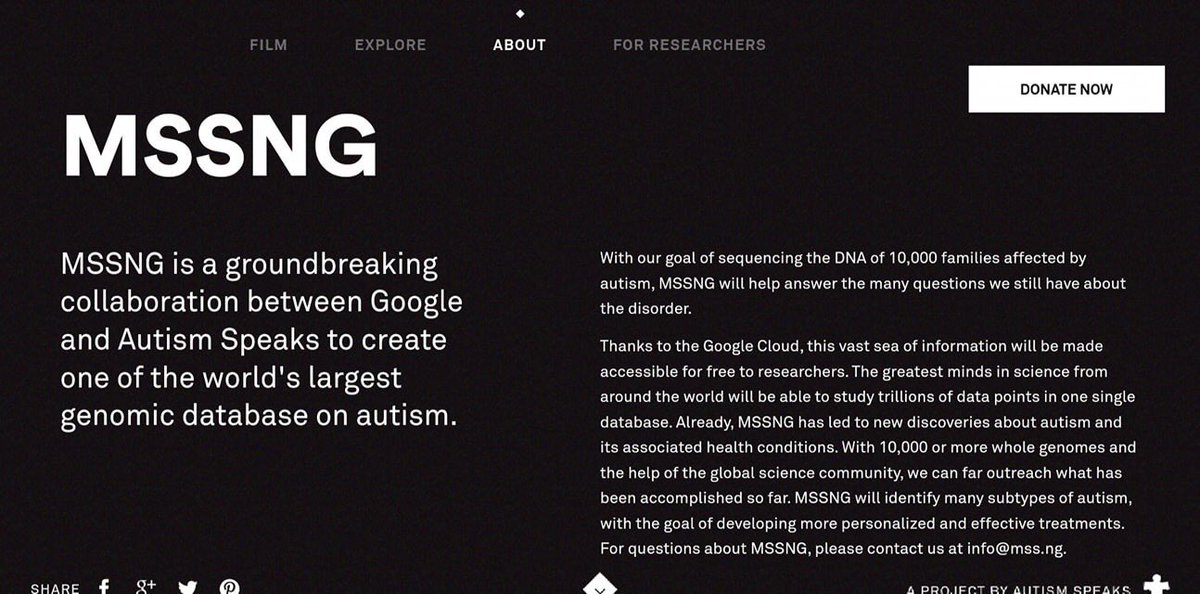 LeftistWriter's tweet image. Autism Speaks  is collaborating with Google to make a database of genetic material to help researchers “eliminate” autism.

Curing autism is eugenics. Full stop. I most certainly do not want to be cured. If you care about autistic people, you shouldn’t support Autism Speaks.