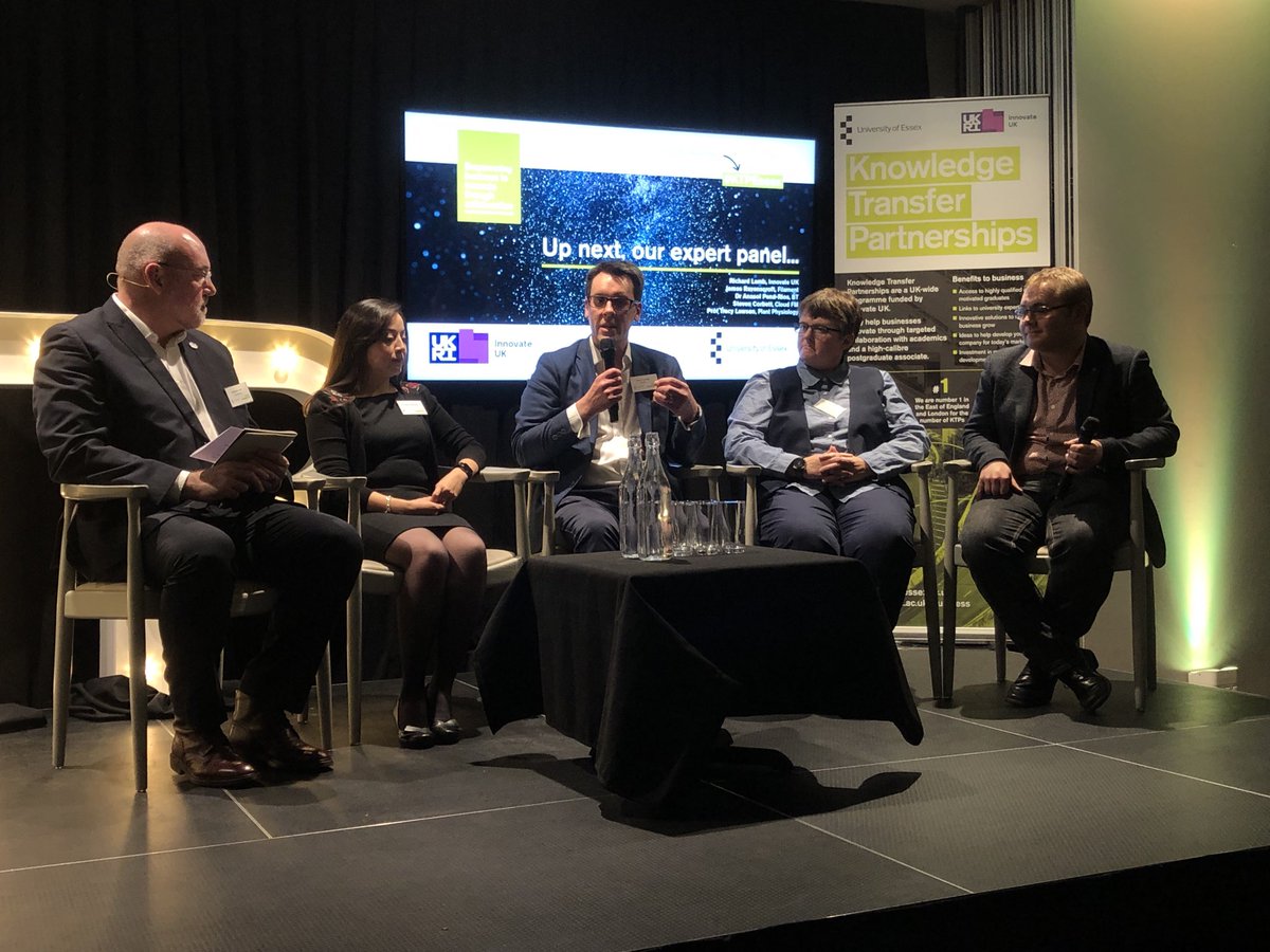Expert panel in action at #KTPEssex advice on how to work together to innovate.
