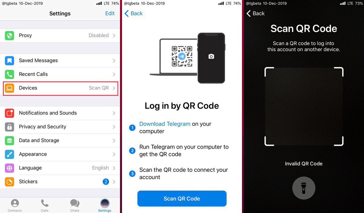 QR Kod ile Giri! @Telegram #iOS #Beta 5.13