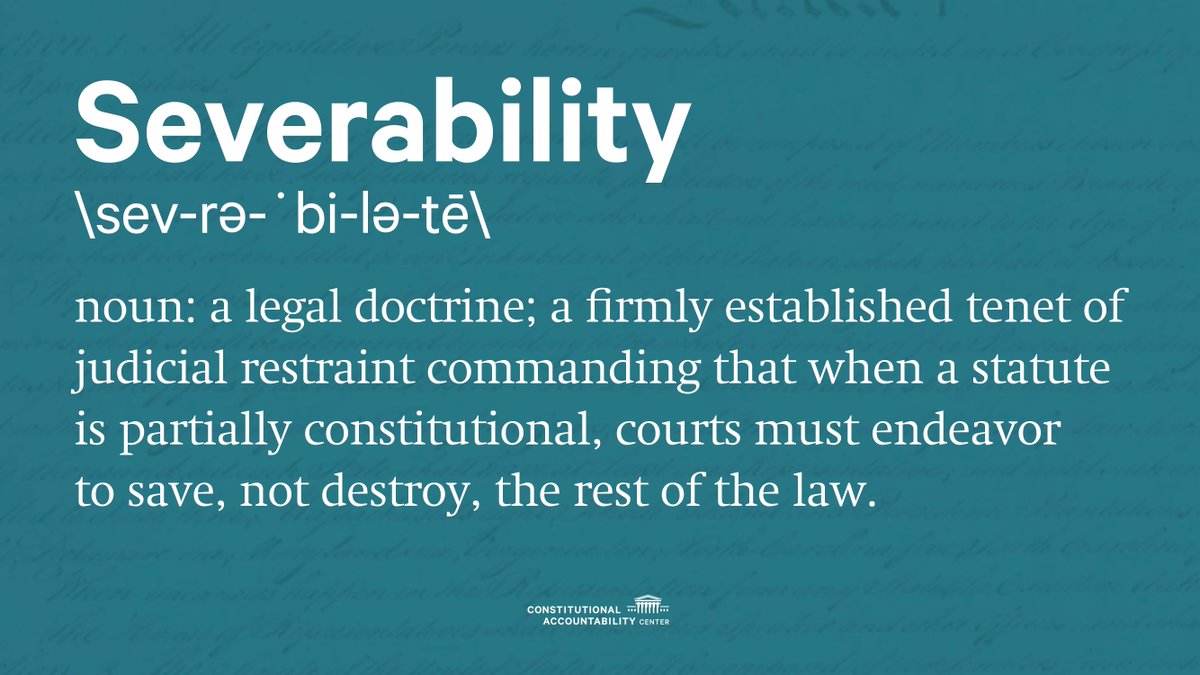 MyConstitution's tweet image. The court battle over the #ACA’s constitutionality is only one of many important upcoming cases where #severability doctrine will play a critical role. Read @MyConstitution’s David Gans’ latest @acslaw issue brief to understand why: theusconstitution.org/wp-content/upl…