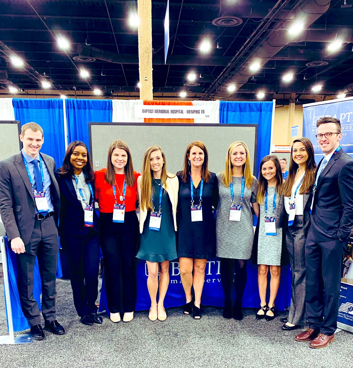 MadelineBelk's tweet photo. Easiest question I was asked at showcase: what’s your favorite thing about residency at BMH Memphis?

The people right here! I couldn’t imagine going through this busy, challenging year w/o the support &amp; encouragement I get from my co-residents, RPD, &amp; RPC. 

#ASHP19 #MyPeople https://t.co/vT0D8c1FlB