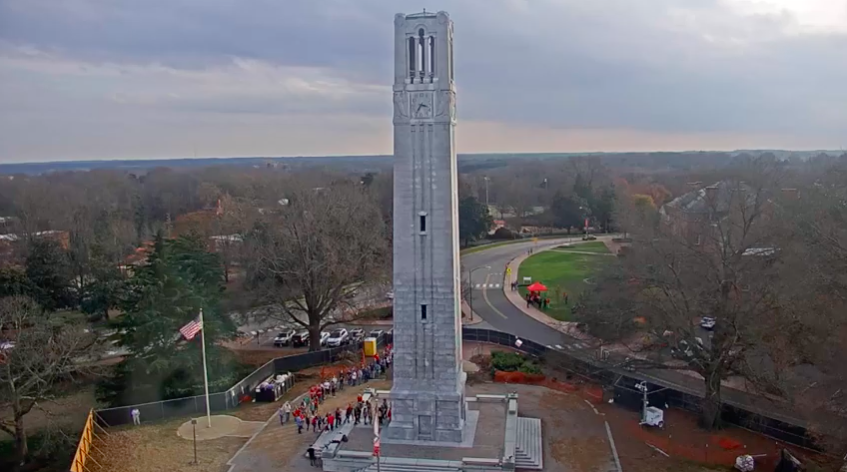 NCState's tweet photo. When the Belltower construction live stream also kinda doubles as a live stream of the @NCStateSAA #NCStateRing ceremony. 😍🐺💍 https://t.co/AcxUmlSRb1 https://t.co/OzdkTMlU5p