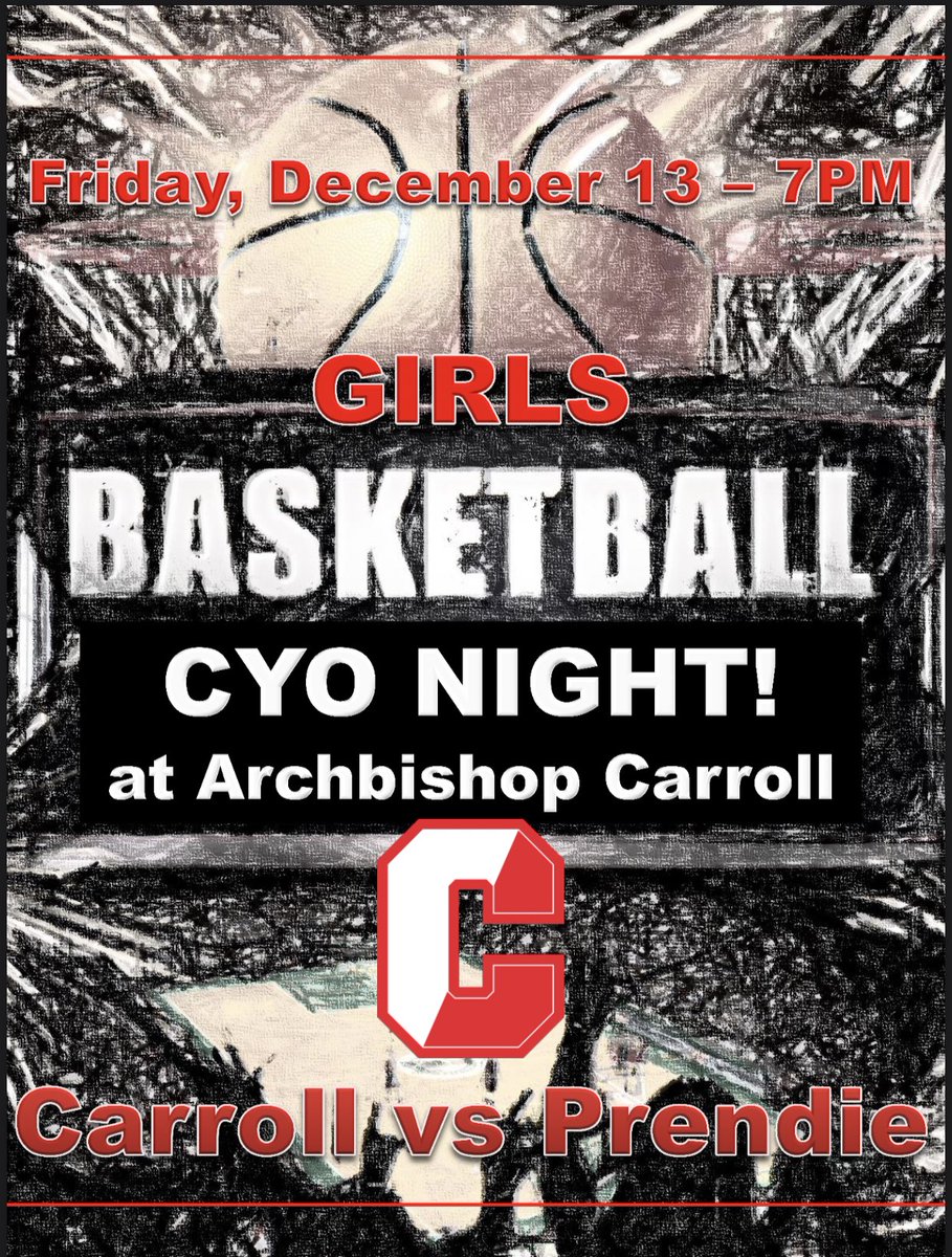 ‼️CYO NIGHT THIS FRIDAY‼️ 🔴⚪️CARROLL VS PRENDIE
🏀SEE YOU THERE