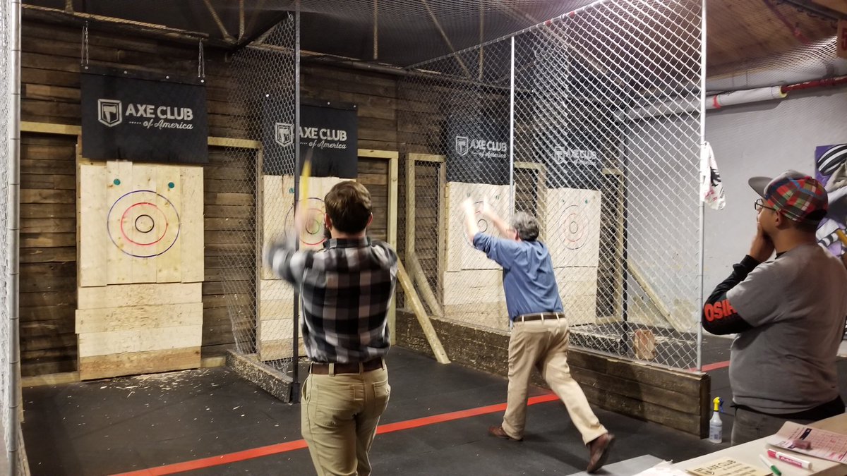 Turner_ATLCAR's tweet photo. Our Turner Carolinas Estimating Team had an end of the year team building Axe Throwing! 

We love to see our teams spending quality time together!

#TurnerCarolinas #EstimatingTeam https://t.co/E94CNFT2f3