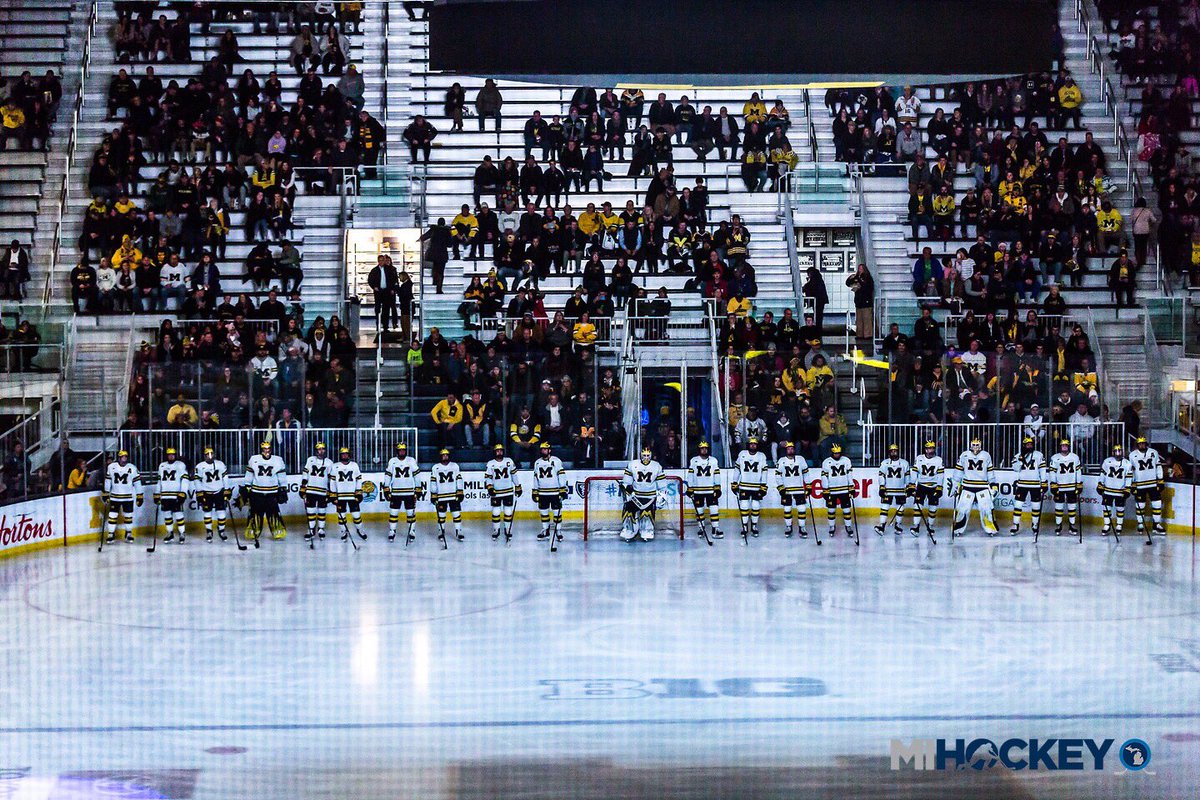 MiHockeyNow's tweet photo. Relive @umichhockey’s Friday night win over No. 6 Penn State on #IceALS Night at Yost with our photo gallery on https://t.co/o4Ddowh0zw. 

📸 | https://t.co/QfdO79gyoT https://t.co/6qJiaNTFq5