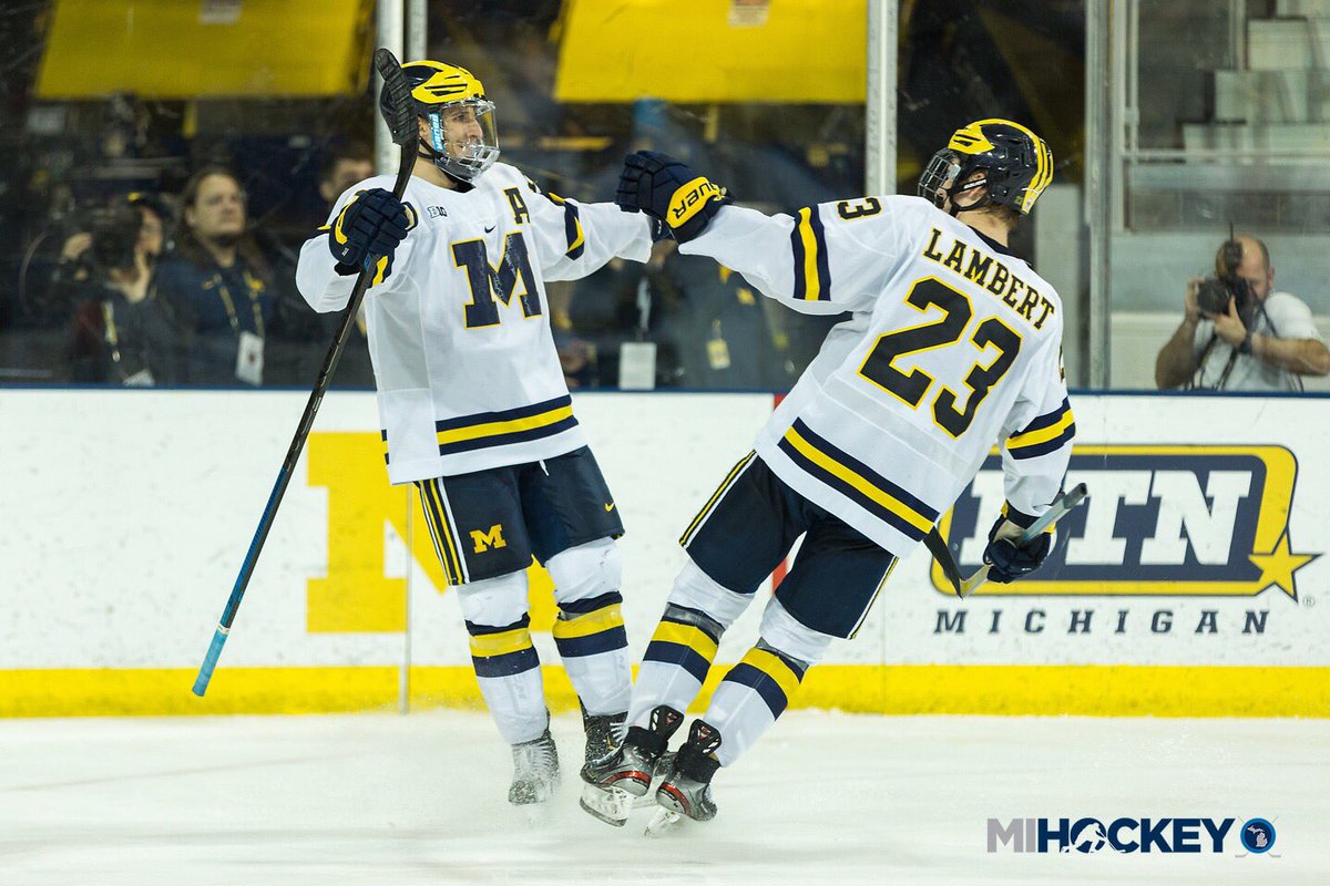 MiHockeyNow's tweet photo. Relive @umichhockey’s Friday night win over No. 6 Penn State on #IceALS Night at Yost with our photo gallery on https://t.co/o4Ddowh0zw. 

📸 | https://t.co/QfdO79gyoT https://t.co/6qJiaNTFq5