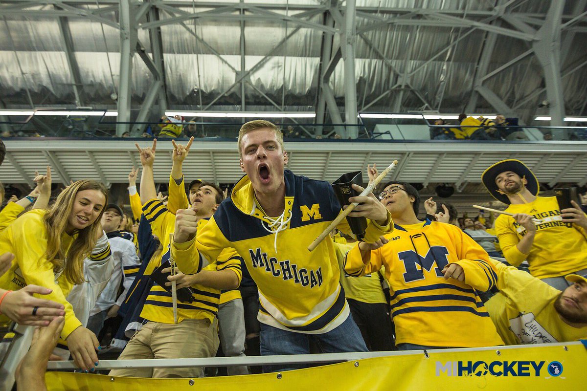 MiHockeyNow's tweet photo. Relive @umichhockey’s Friday night win over No. 6 Penn State on #IceALS Night at Yost with our photo gallery on https://t.co/o4Ddowh0zw. 

📸 | https://t.co/QfdO79gyoT https://t.co/6qJiaNTFq5