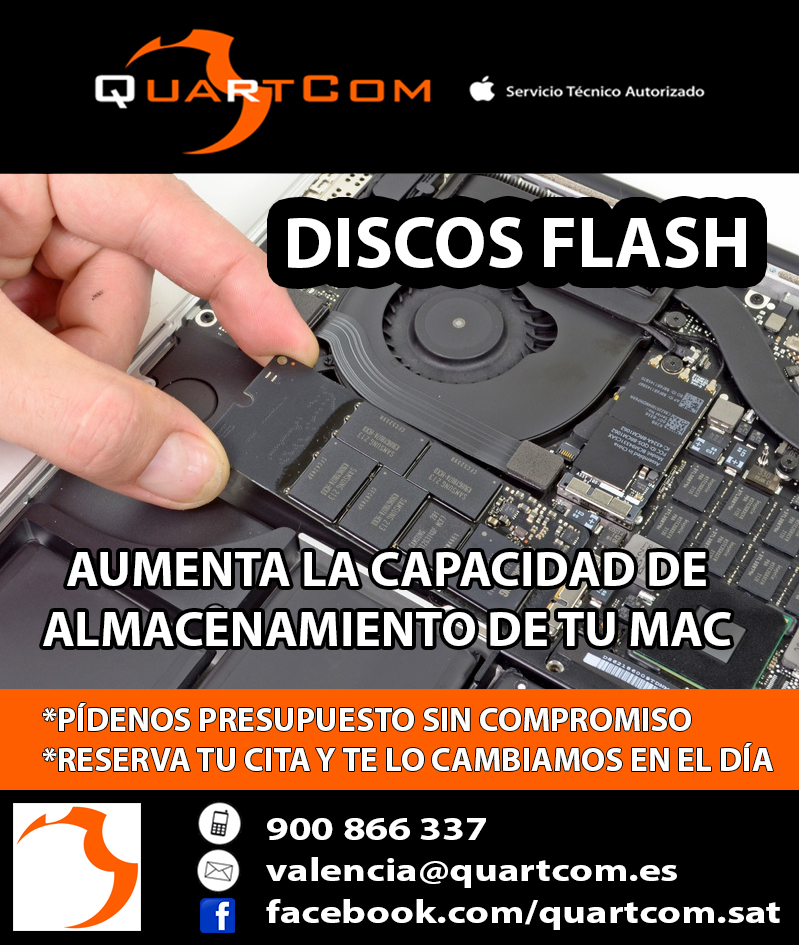QuartCom's tweet photo. ¿Siempre sin espacio en el disco de tu MacBook Pro Retina o MacBook Air?💻💾
En Quartcom te aumentamos la capacidad cambiando tu disco flash. 
Pídenos presupuesto sin compromiso y reserva tu cita. https://t.co/OxV2Xd2ajy
