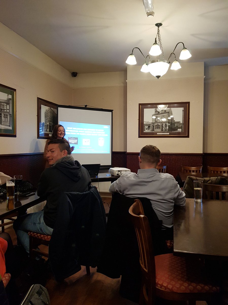 BPSWestMids's tweet photo. Kicking off the last #BrumPitP of 2019 with @I_am_emma and what influences our responses to #health #information about #alcohol and #cannabis! https://t.co/rKZz50YliO