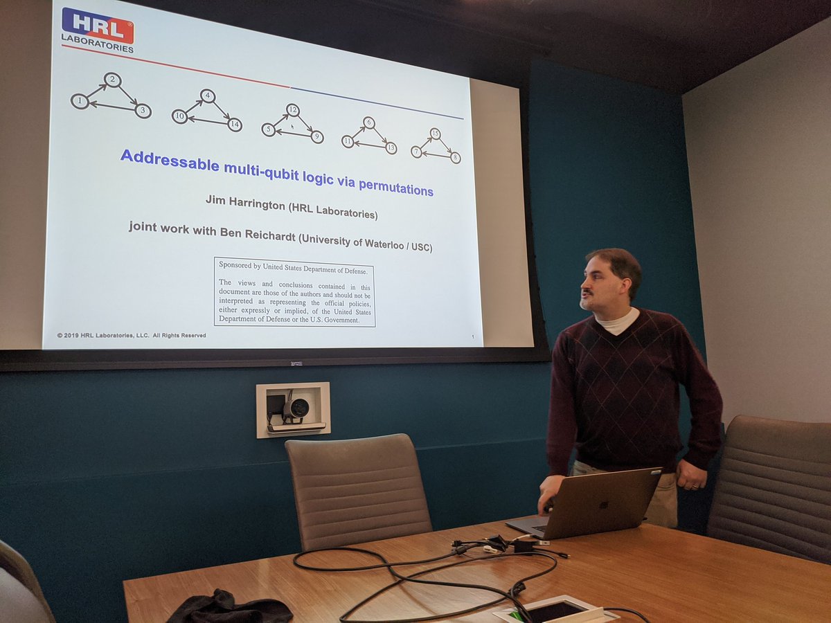 Jim Harrington (@HRLLaboratories ) presented his work with Ben Reichardt  (@USCViterbi ) on addressable multi-qubit logic via permutations today @DukeEngineering