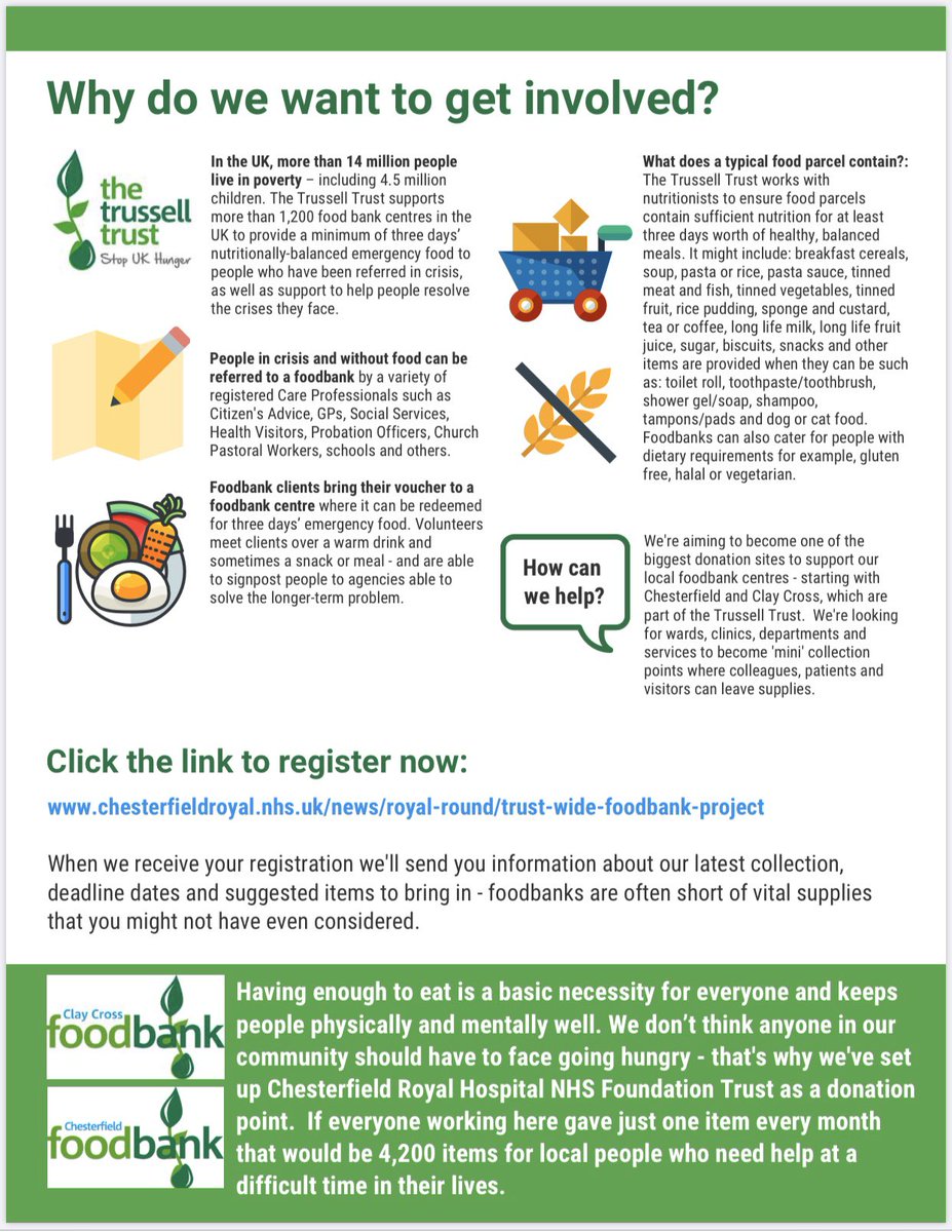 V15STS's tweet photo. @Tesco we’re running a mass scale foodbank donation scheme @royalhospital @RoyalPrimary - supporting Clay Cross & Chesterfield branches of @TrussellTrust Any chance of two supermarket trolleys we can use across our site to collect supplies from wards & clinics? #EveryLittleHelps https://t.co/PMqy0knBvO