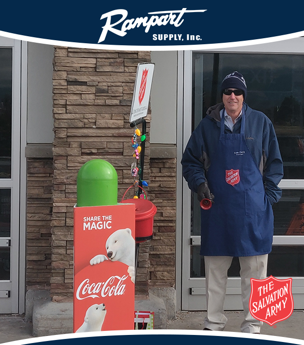 RampartSupply's tweet photo. You never know who you'll find ringing the The Salvation Army USA bell. 

Rampart Supply's President, Colin Perry filled the bucket this week. 

A culture of leadership and giving back, Rampart Supply.

#salvationarmy, #teamrampart https://t.co/0IO3cwPh6C