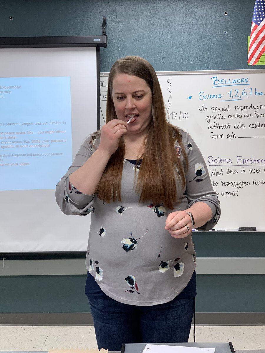 MSchepmann's tweet photo. Science students testing if their taste buds are correlated to genetics #science #428gbms #handsonlearning https://t.co/zfDhZgvyOq