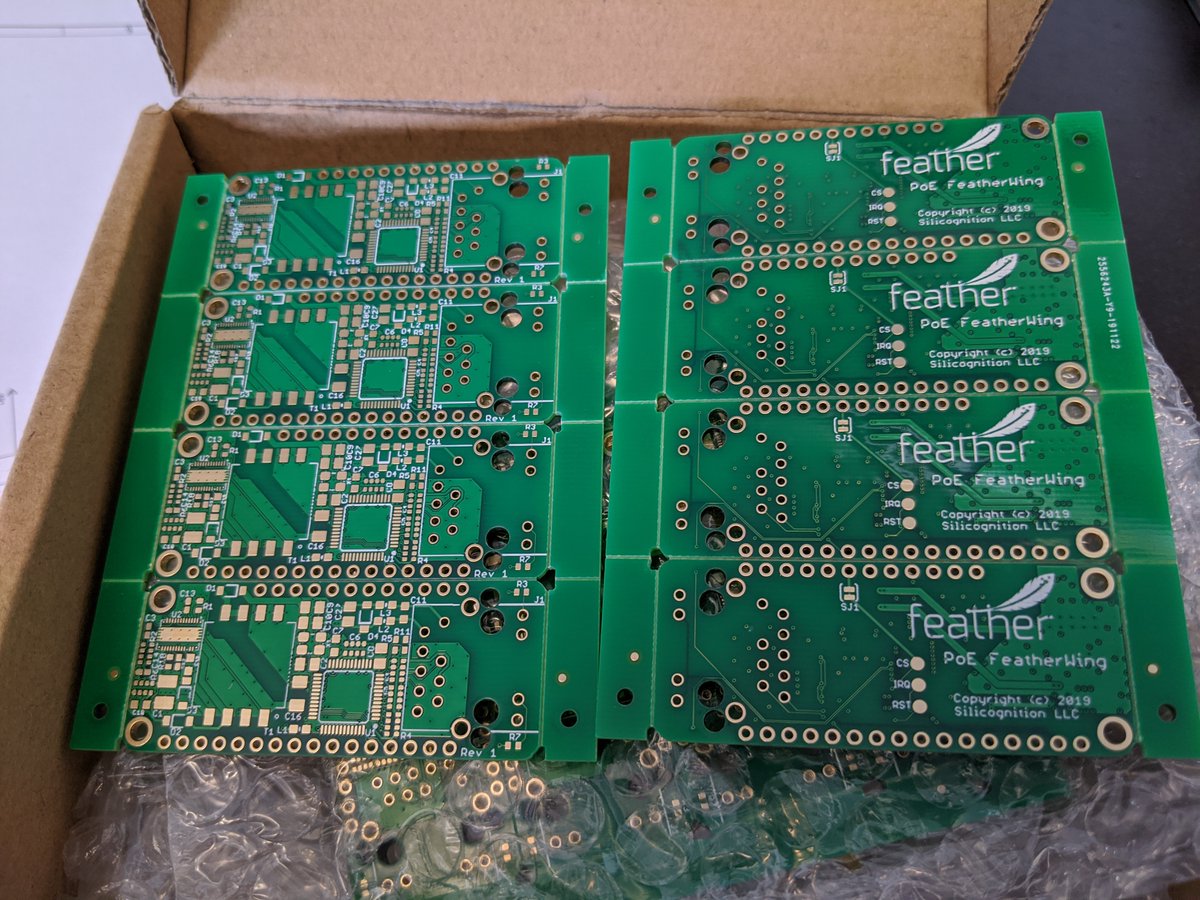 xorbit1's tweet image. I received my PoE-FeatherWing PCBs from @JLCPCB, great work as usual!  Time to build some and see if they work. 😁 @adafruit #Feather #feathercontest @digikey