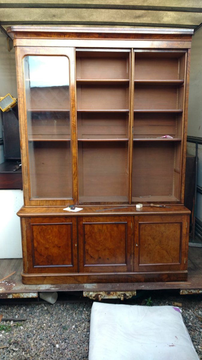 Originally with open shelved base we adapted this superb walnut cabinet bookcase for our customer to have 6 cupboard doors to match above.