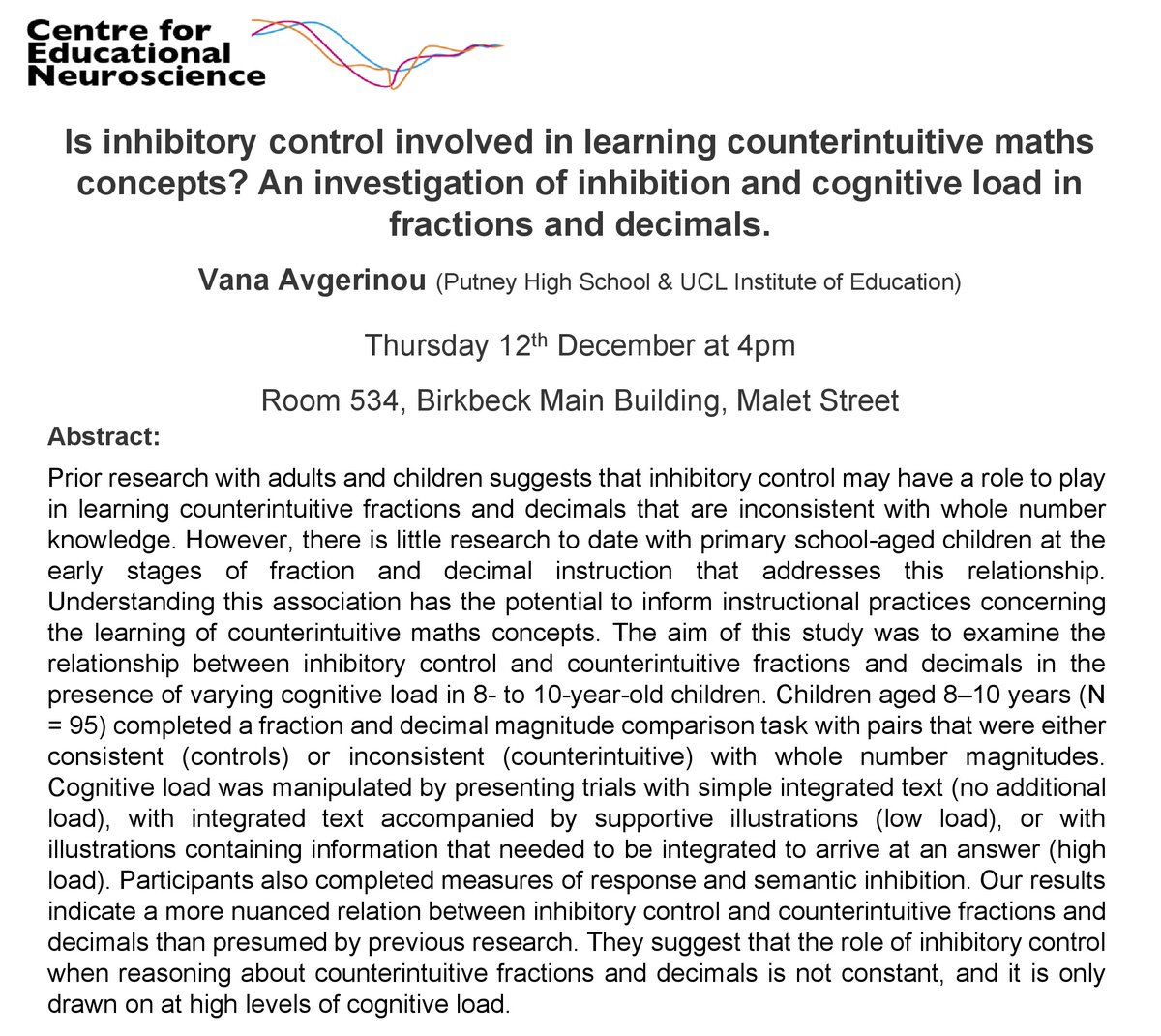 Centre for Educational Neuroscience tweet media
