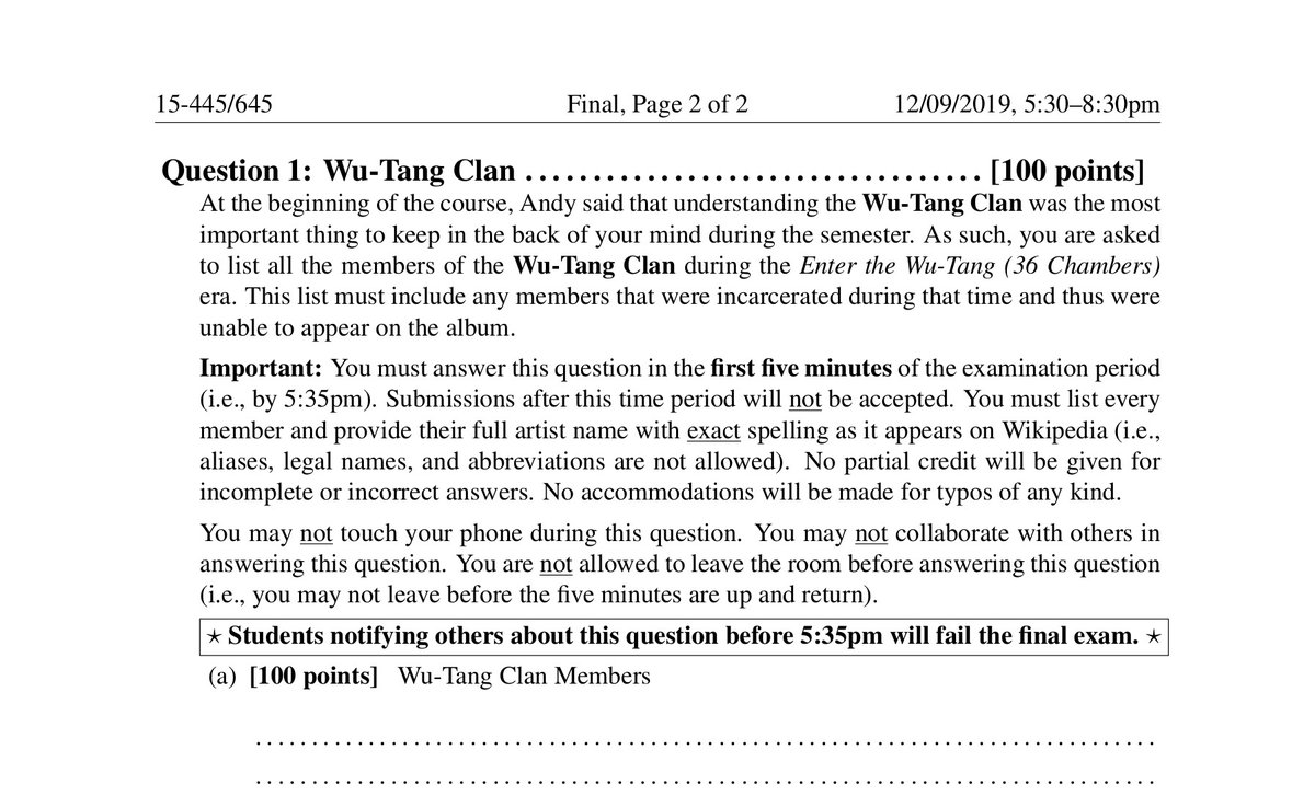 CMU-DB 2019 Final Exam Bonus Question