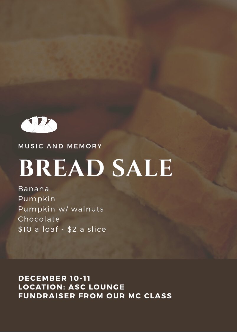 TluMusicmemory's tweet image. Come get some bread in the ASC!!!