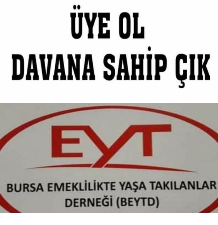 @EytSydDernegi @EytDestekcileri @herkesicinCHP @kilicdarogluk @iyiparti @meral_aksener @SaadetPartisi @T_Karamollaoglu @bbpgenelmerkez @Mustafa_Destici @trkyisciprts @erkbas #EYTyiEYTliAnlatıyor da dilimizde tüy bitti anlamıyorlar. Erken emeklilik değil gasp edilen emeklilik haklarımızı istiyoruz. Maliyet diyenler gidip kendisinin, sarayının, Milletin kesesinden kendi mütahitlerine ödediği garanti paraların maliyetini hesaplasın önce
@BursaEytD