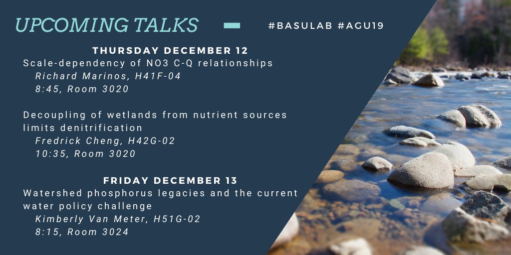 Lake_Futures's tweet image. At #AGU19? Don&apos;t miss these upcoming talks from the #BasuLab on #nutrients and #waterquality.