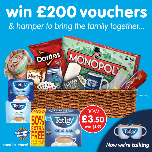 bmstores's tweet photo. 🍵 #COMPETITION TIME🍵

We've teamed up with @tetleyuk to get EVERYONE talking over a cuppa - you can #WIN £200 worth of vouchers PLUS a hamper full of gifts to bring the family together!

For your chance to #WIN, FOLLOW, RT &amp; COMMENT #TetleyBM!

Competition ends 9am 13/12/19 https://t.co/d0cL0UdcnN