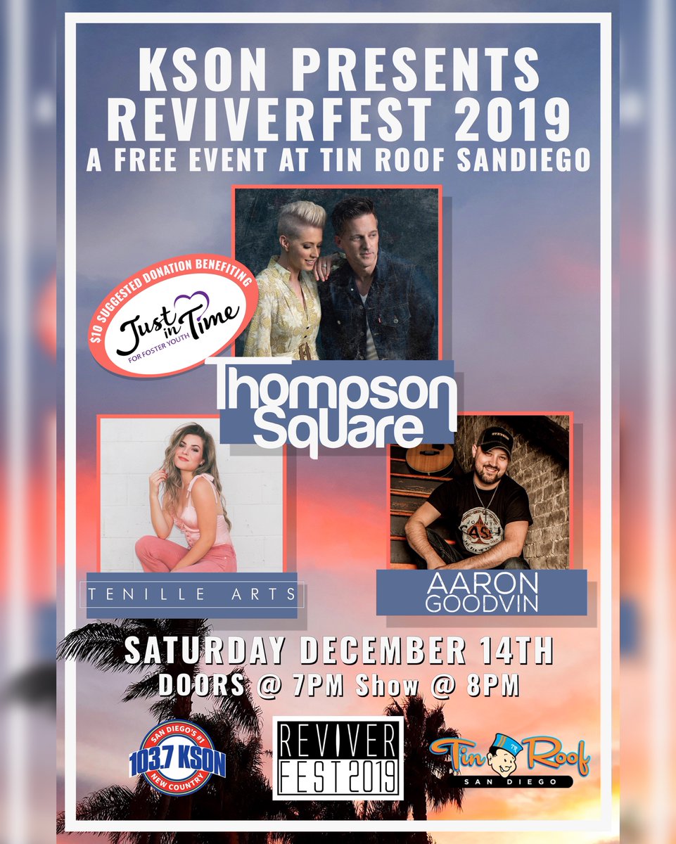 thompsonsquare's tweet photo. San Diego, who's coming out to #ReviverFest2019 at @tinroofsandiego on Saturday night?! It's a FREE show - see you there! https://t.co/5kZFuCQ2z9