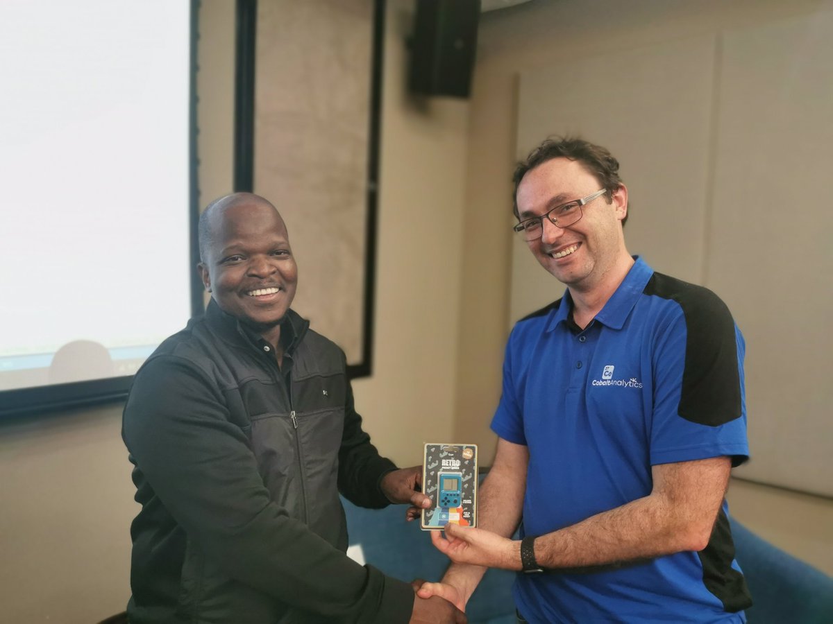 Thank you to our sponsors <a href="/CobaltAnalytics/">CobaltAnalytics</a>, @compuscan and <a href="/MicrosoftSA/">Microsoft SA</a> for our awesome prizes tonight and your continued support in the Data Communities. <a href="/MachetheS/">Mr #This Sammy Machethe ❁</a> congratulations one winning our second prize tonight