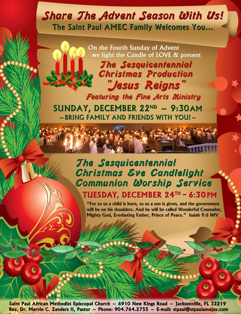 stpaulamejax's tweet photo. Join The Saint Paul AMEC, #Jacksonville Family as we celebrate the #Advent Season! #Christmas #stpaulamejax #IamAME #Florida #Worship #Zanders2020 #ZandersforBishop https://t.co/zT5JkcQvyc
