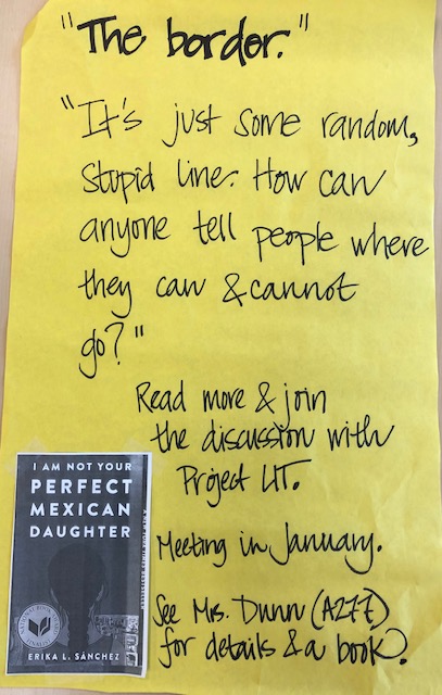 litshhs's tweet photo. First Project LIT book:  I am Not Your Perfect Mexican Daughter.  Stop by the library or A277 (Dunn's room) before now and 15 January to check out a copy.  First book club on 28 January from 3-4 in the @SHHS_JCS library.  Come enjoy great literature, conversation, and snacks! https://t.co/k8mTdNgqvb