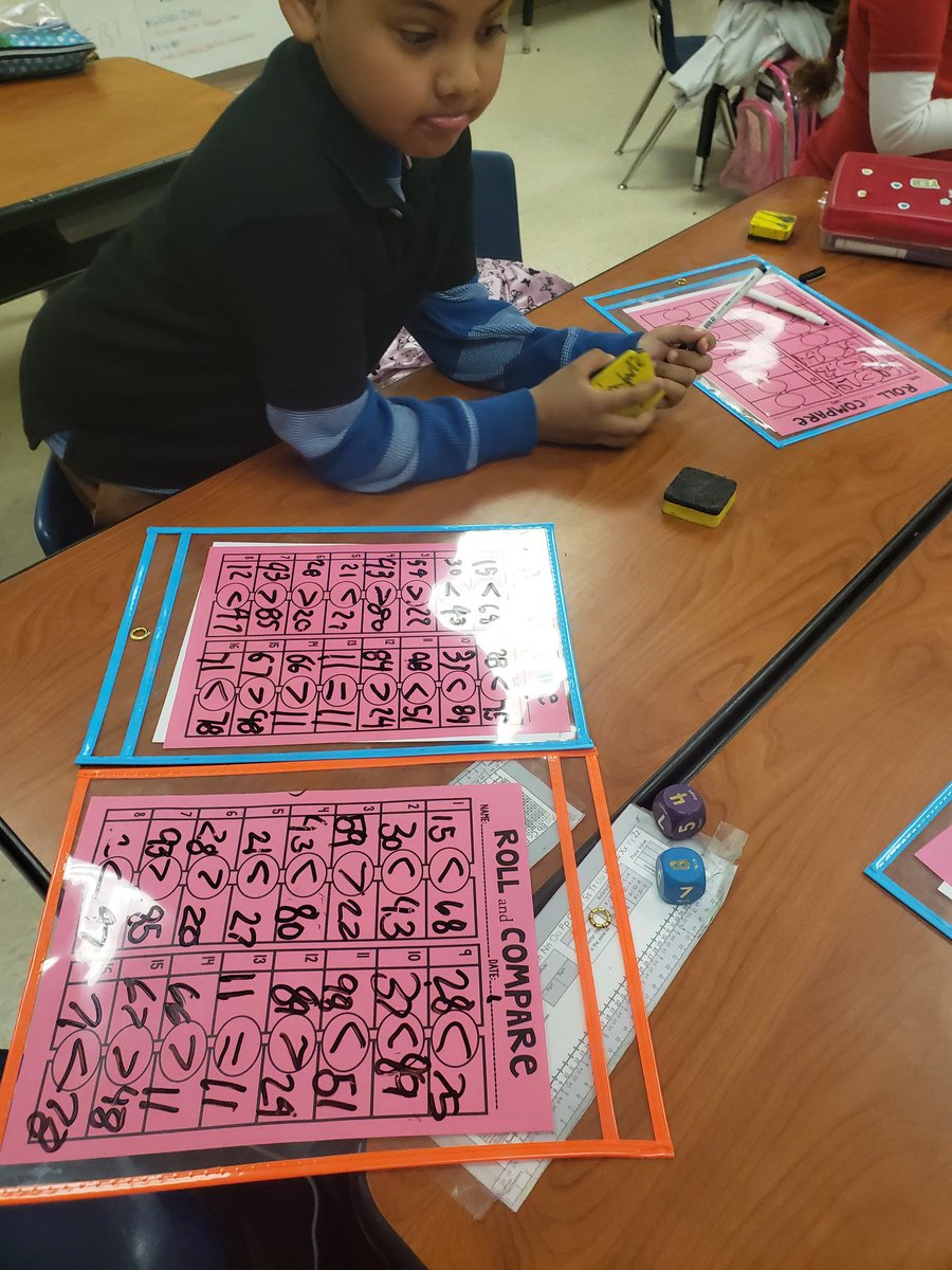 The students enjoyed working on comparing numbers.