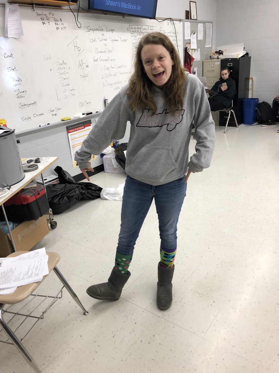 CholeColvin's tweet photo. Holiday spirit tweet! Crazy sock day! 😜  @mcr1_nhs https://t.co/ihs0HE8j2R