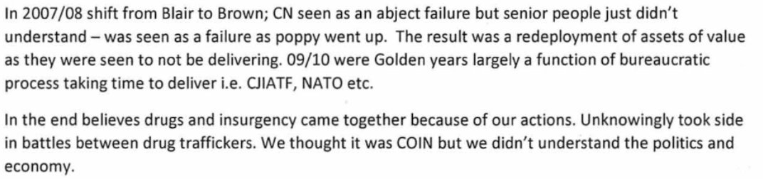 Senior British official says that they took sides in battles between drug dealers, which they mistook for counter-insurgency. 79/n