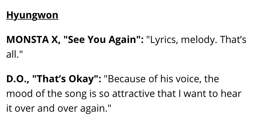 Hyungwon (MonstaX) chose That’s Okay as all-time fav pick on Billboard Tuesday-Takeover“Because of his voice, the mood of the song is so attractive that I want to hear it over and over again." http://trib.al/09yhgTV  #도경수  #디오  #DohKyungsoo  #괜찮아도_괜찮아  #ThatsOkay