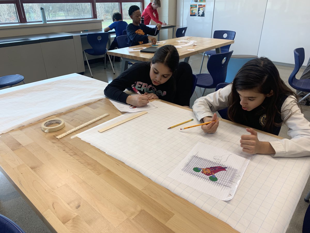 DCDSchool's tweet image. Grade 5 combined math and art in their Math Applications class! The students used grids to help draw some of their favorite characters in a larger size! Check out some of these great works. #dcdsacademics #mathart #mathapplications #math