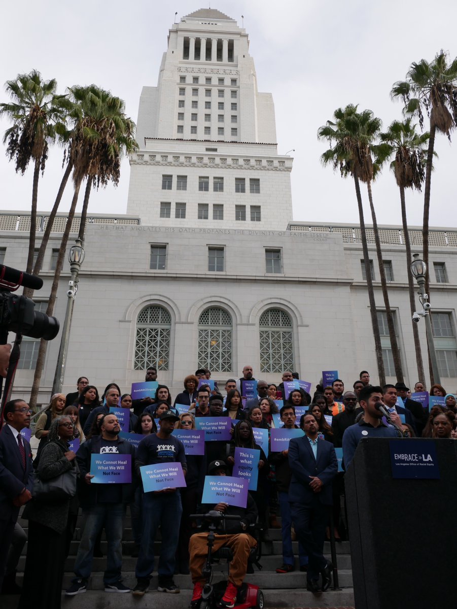 The City Council passed a motion to create an Office of Racial Equity, tasked with proactively addressing racial disparities in city policy &amp; programs!

It's a result of people across the city participating in <a href="/embracela/">embRACE LA</a> and looking for viable ways to address inequity. (2/3)
