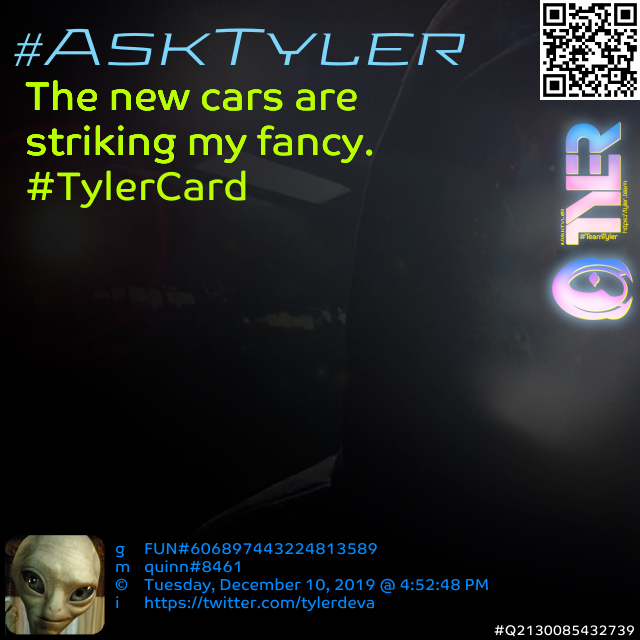 SecurityDEVA's tweet photo. The new cars are striking my fancy. #TylerCard #AskTyler #Q3850485427352 https://t.co/MGvJHbDz8i