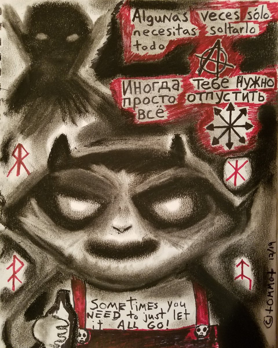 MRising33's tweet photo. Title: Let yourself GO ! #tommot #art #darkart #lowbrowart #streetartist #goth #witchernetflix #StrangerThings #demons https://t.co/ASFHm46gFx