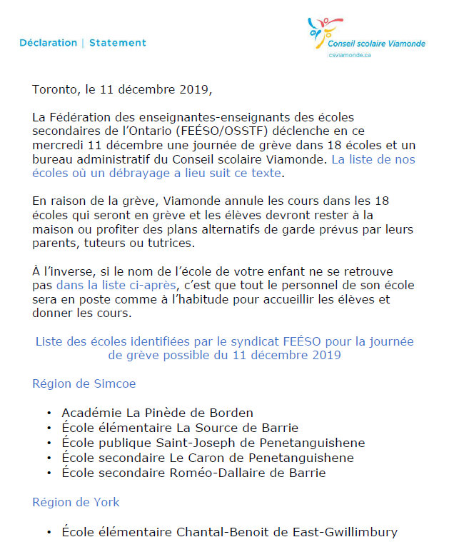 CSViamonde's tweet photo. INFORMATIONS SUR LA JOURNÉE DE DÉBRAYAGE FEÉSO DU 11 DÉCEMBRE. https://t.co/jE2y76f4AO