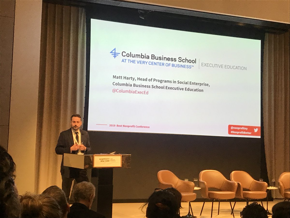 ColumbiaExecEd's tweet photo. We're excited to be a part of today's 2019 Best Nonprofit Conference. On behalf of #CBSExecEd, Matthew Harty, head of our Programs in Social Enterprise, announced scholarships to our leadership development programs for today's award finalists. #NonprofitBetter @NonprofitNY https://t.co/xOXxlzOx8Z