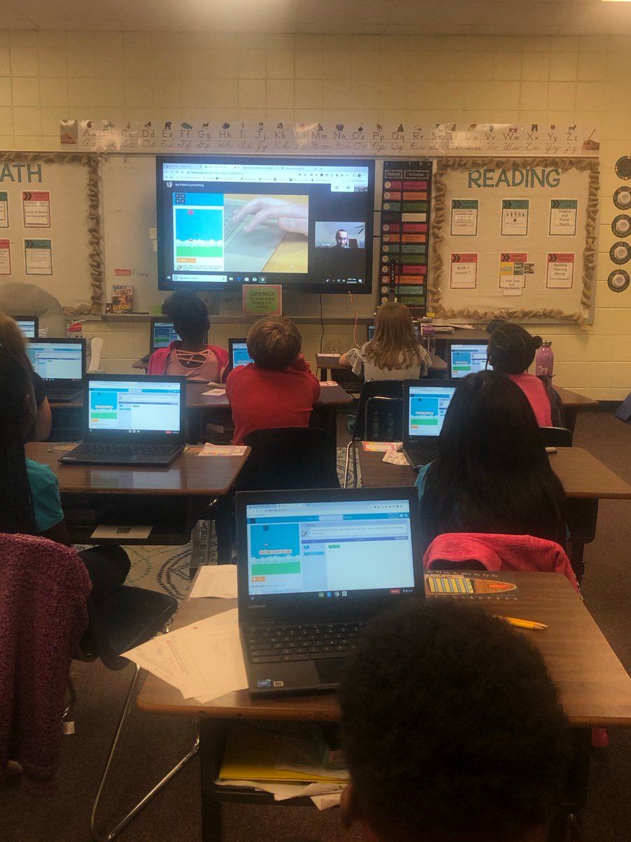sbroyster's tweet image. 2nd-grade students in @MrsGoodenSV&apos;s class @SouthviewPS  enjoyed a #GoogleMeet with an Auburn University student who was able to lead them through a coding activity on code.org today!  It is amazing the collaboration today&apos;s technology affords us! #OpelikaEdTech