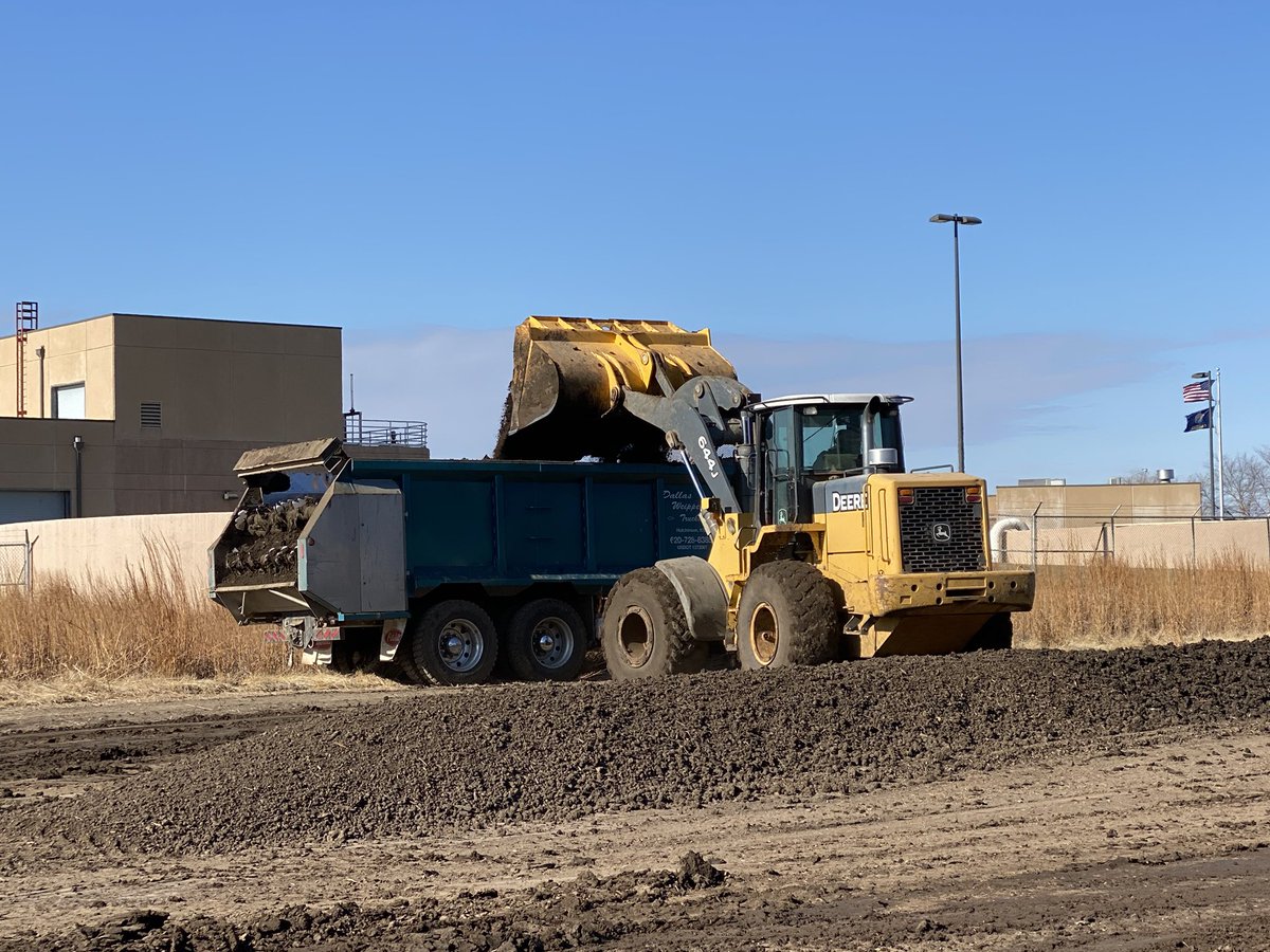 Soybeans are harvested,now it’s time to land apply biosolids.￼ The biosolids are class-A, which is the highest quality and essentially means they are safe to apply anywhere and for any crop. Soil samples tell us how many tons per acre we can apply￼￼ to our adjacent farm ground