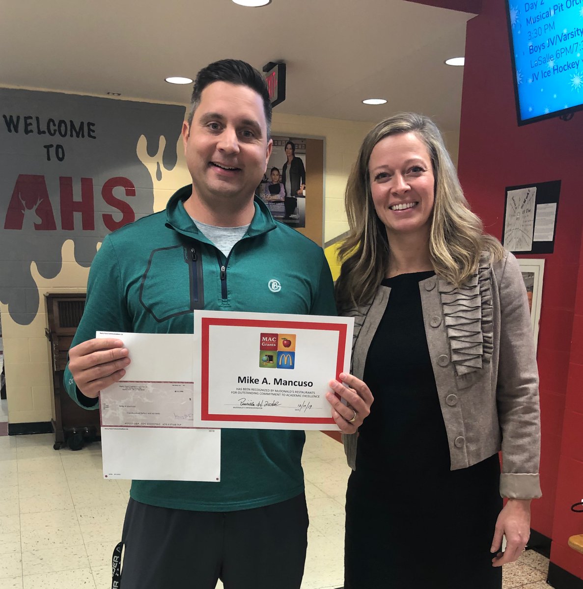 Avonworthschool's tweet photo. Congratulations to @CoachMancuso on receiving a #MACGrant from @McDonalds for your outstanding commitment to academic excellence! @keeradwulit @KRemenskyASD @mhall_AMS @ThomasRalston2 @JeffHadleyEdD https://t.co/z3144fNHwv