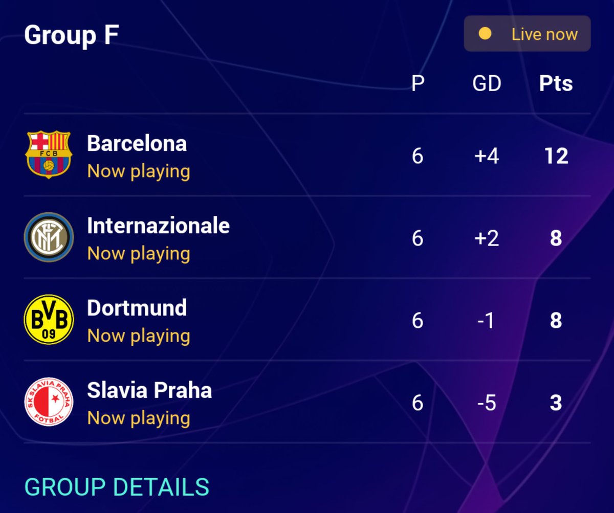 uefa champions league group standings