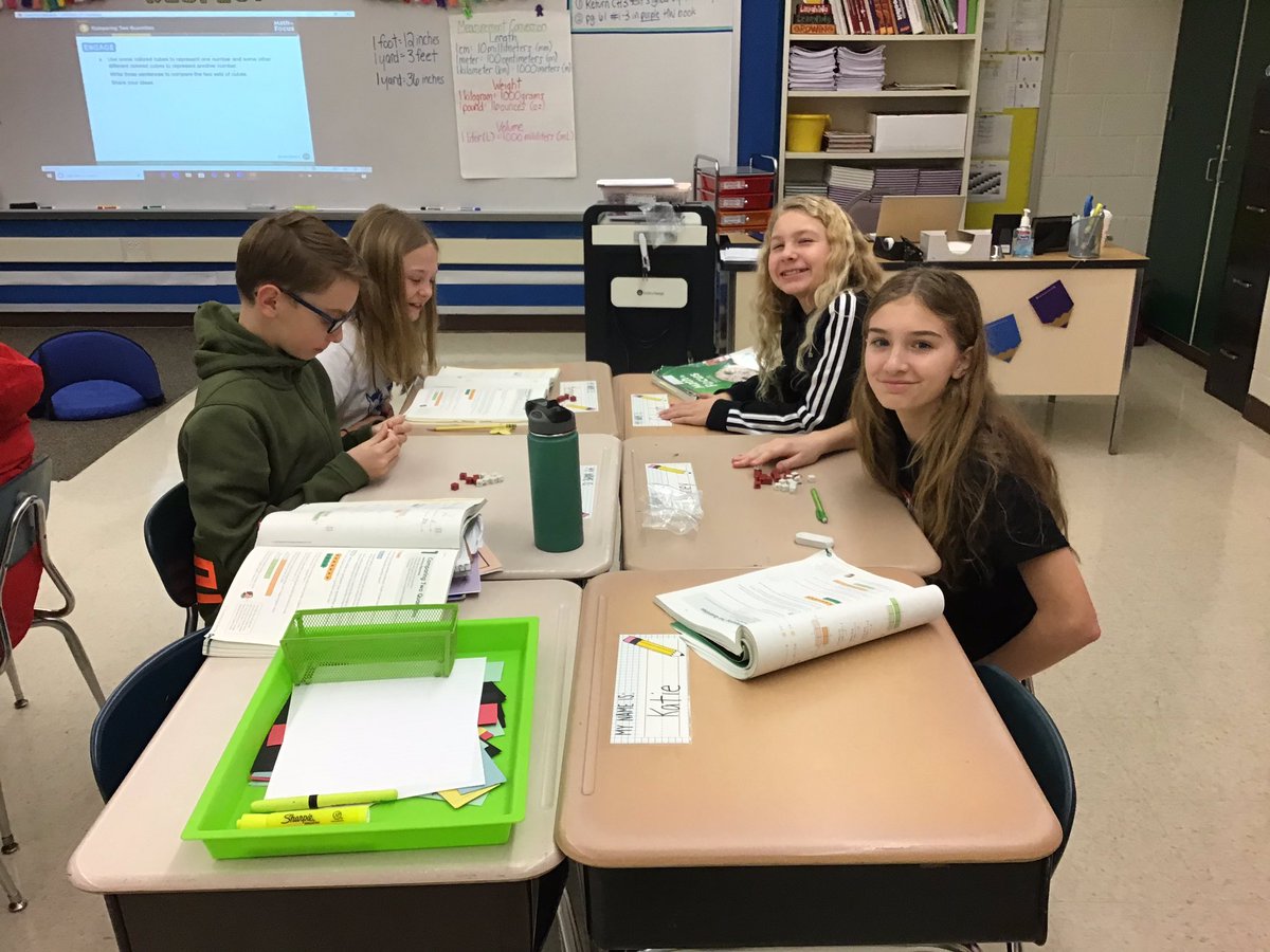 SE0988765's tweet photo. Students in Mrs. Brodzikโs 6th grade Math in Focus class use colored cubes to show ratios in concrete way. @CBGaymanES https://t.co/6vMSuHmt5n