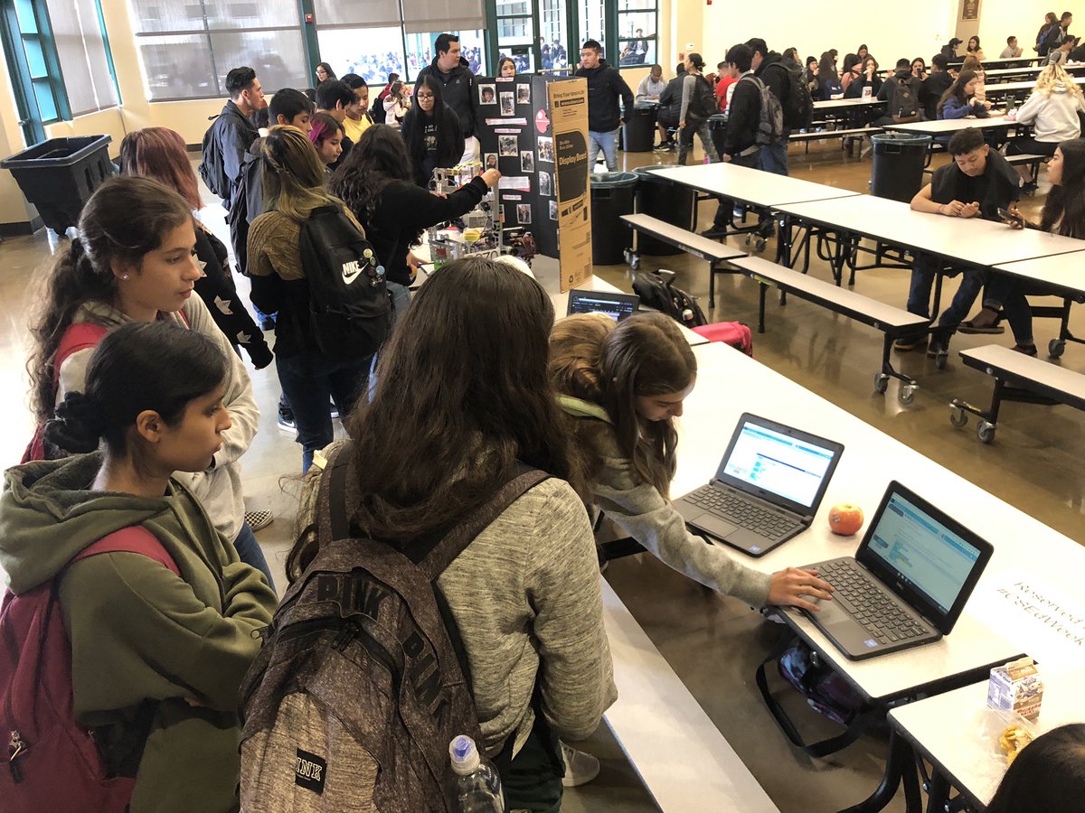 PerrisHigh's tweet photo. Our Computer Science students spent lunch sharing their work with their peers.  They used @codeorg to code an image.  #CSEDWEEK #ScholarPlus #PUHSDcodes #PantherPRIDE https://t.co/8sas68ZZTr