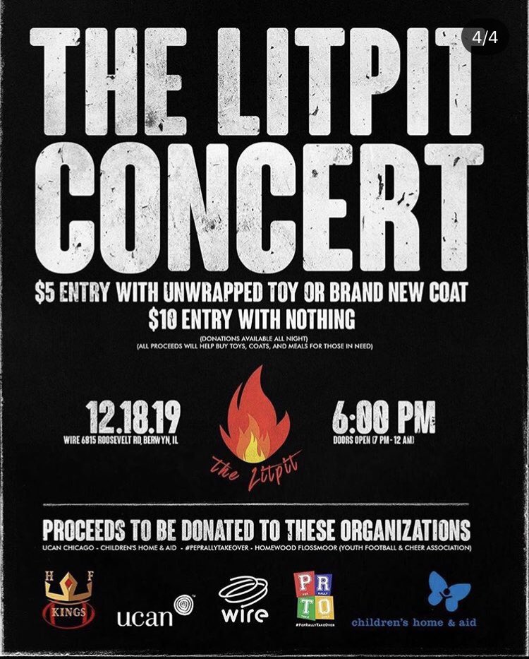 D2X__'s tweet photo. LINEUP CRAZY 🔥🔥🏆 and I’m thankful to be a part of this !! I’ll be performing at the LITPIT CONCERT 🔥 DECEMBER 18TH ❄️❄️ at the WIRE @WireIsMusic and giving back is the main cause 🏆 • tickets available now ! 🎫🎫🔥 https://t.co/70vlTZgc9f #Chicagoo https://t.co/do47bhkzPz