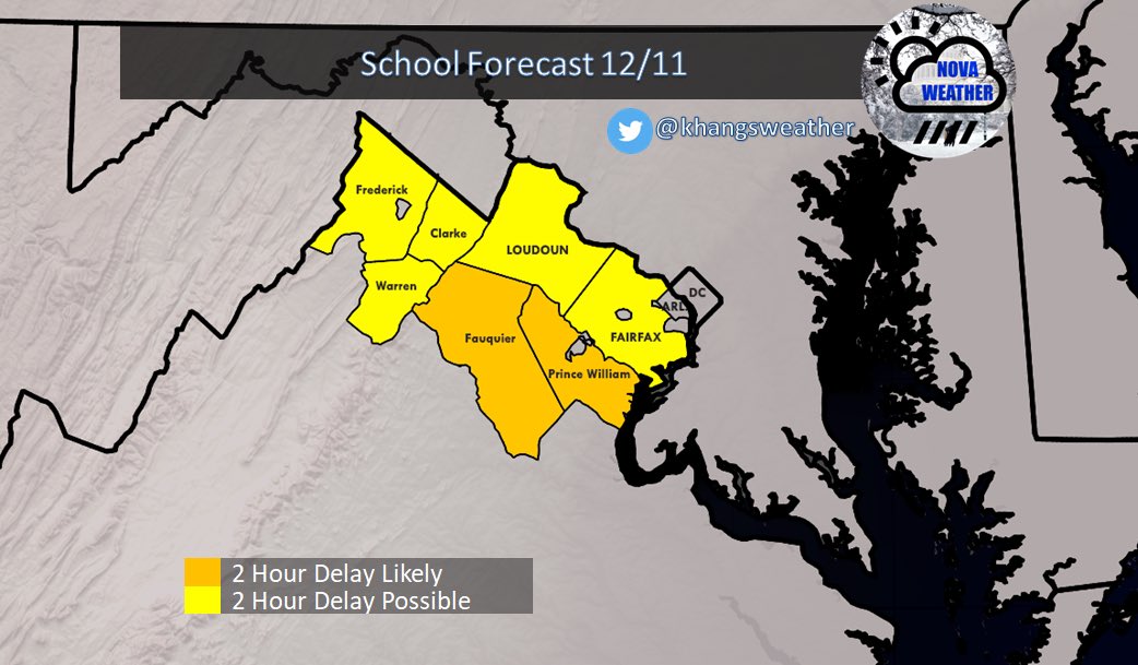 khangsweather's tweet photo. #SCHOOLCAST 12/11—Timing could be problematic for a few school districts in the area. Bulk of #snow should fall between 2a-6a. Not expecting much on the roads but timing is always a problem for our area. Expect a few delays tomorrow morning...(all school alerts will be tweeted)❄️ https://t.co/77Kyq9lJOH