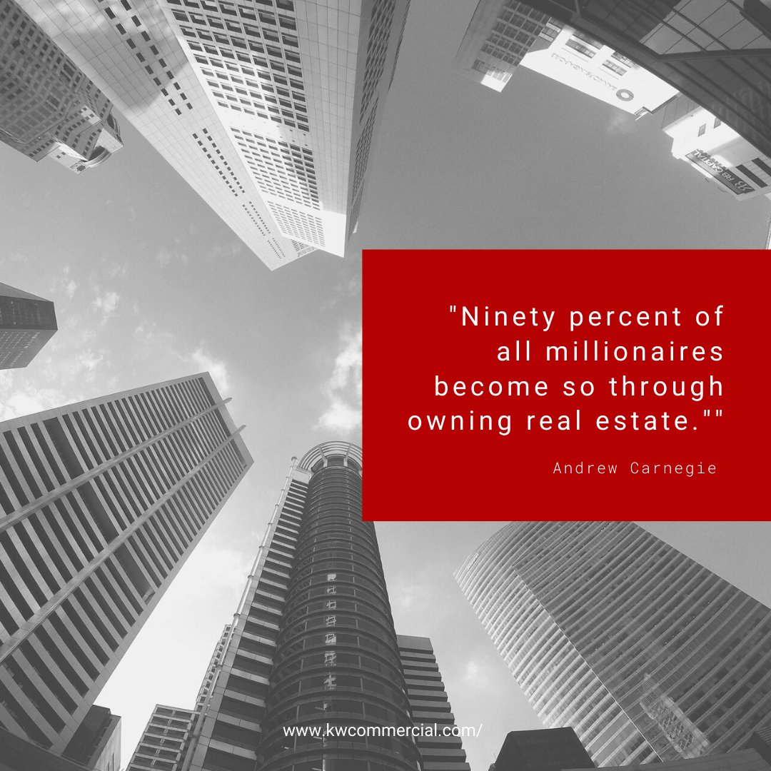 "Ninety percent of all millionaires become so through owning real estate." - Andrew Carnegie #Property #Properties #Commercialrealestate #realestatequote #quoteoftheday