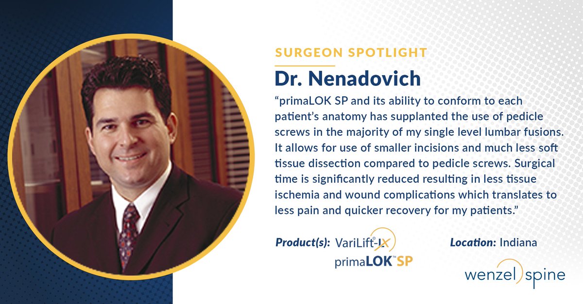 WenzelSpine's tweet photo. Thank you for your partnership Dr. Nenadovich. #simplifyspine #VariLiftLX #primaLOKSP #MIS #ASCsetting #ASC https://t.co/OOawKk3qOc