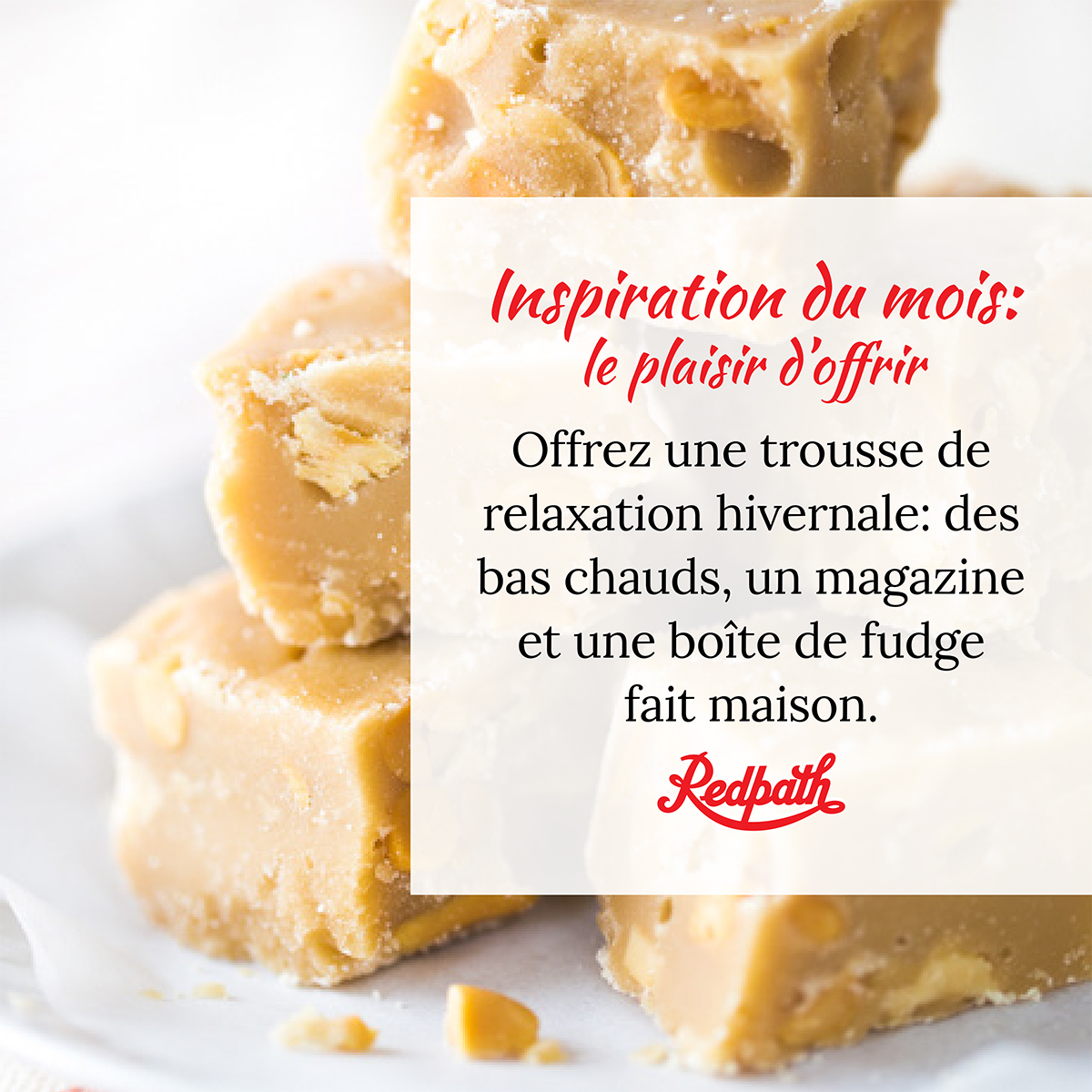 RedpathBecSucre's tweet photo. Difficile de déclencher un plus grand sourire que celui qu’un de vos proches fera en voyant votre boîte pleine de notre indémodable fudge à l’ancienne. C’est en plein la saison des douceurs maison! 😊 https://t.co/Dp0zAwi2yV